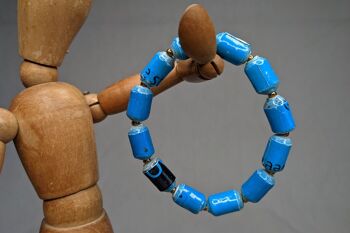 Bracelet recyclé en perles de papier cylindriques "Kribi" - Jaune 3