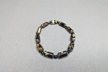 Bracelet recyclé en perles de papier cylindriques "Kribi" - Marron 1