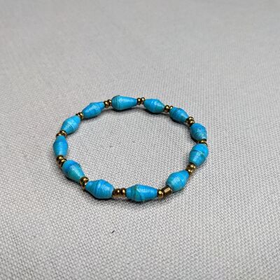Bracelet pour enfants fait main durable en perles de papier "LIRA" - bleu d'Ouganda