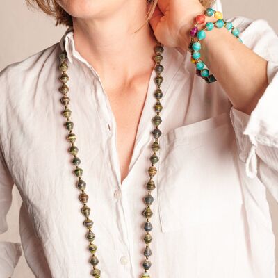 Conjunto de joyería elegante y simple: collar de Saint Tropez con brazalete de 1 fila de África