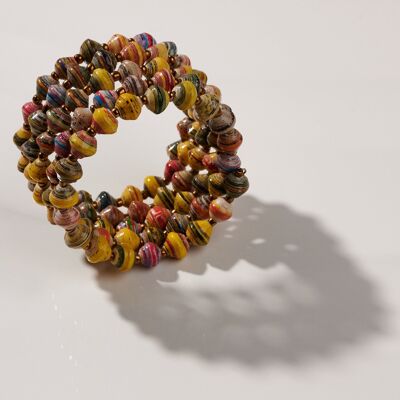 Creole bracelet with paper beads "Viva Bangle" - Multicolored