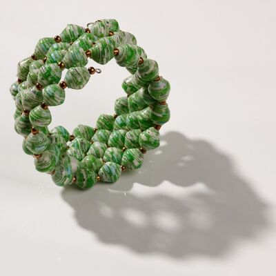Creole bracelet with paper beads "Viva Bangle" - Green