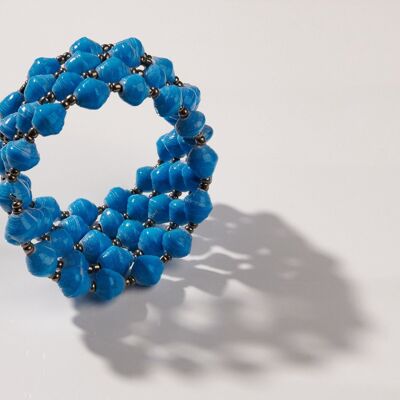 Bracelet créole avec perles en papier "Bangle Viva" - Bleu