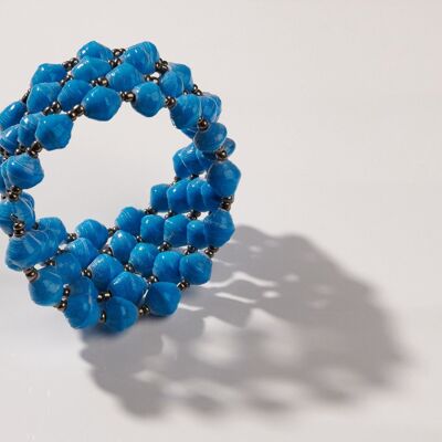 Bracciale creolo con perline di carta "Viva Bangle" - Blu