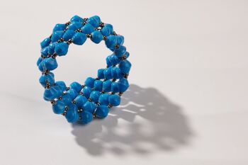 Bracelet créole avec perles en papier "Bangle Viva" - Bleu 1