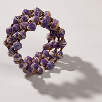 Bracelet créole perles en papier "Viva Bangle" - Violet 1