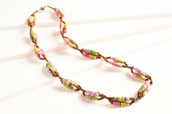 Collier court avec perles de papier allongées en faisceaux "Senta" - Multicolore 1