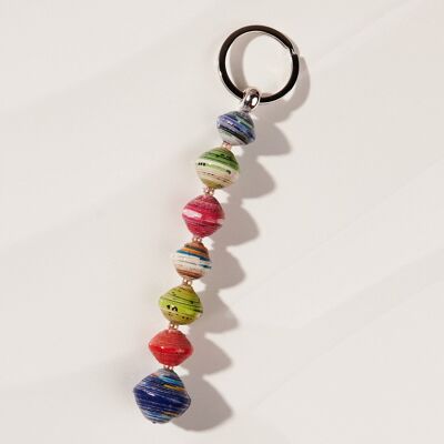 Upcycling key ring made of paper beads "Kumasi" - colourful