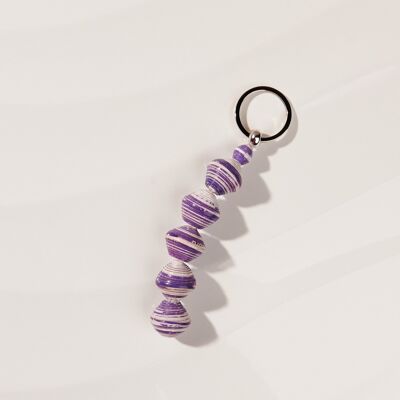 Upcycling key ring made of paper beads "Kumasi" - purple
