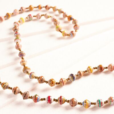 Chic, long chain of paper beads "Saint Tropez" - colorful mixed
