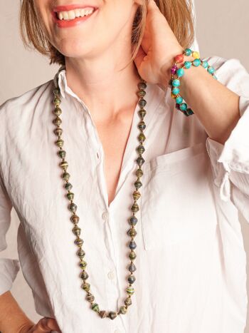 Chic, longue chaîne de perles en papier "Saint Tropez" - coloré mélangé 3