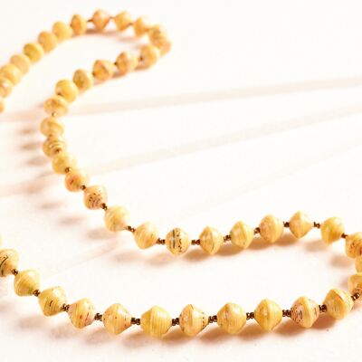 Chic, long necklace of paper beads "Saint Tropez" - Yellow