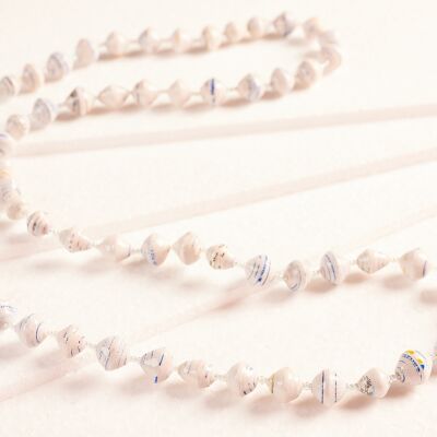 Chic, long chain of paper beads "Saint Tropez" - light tones