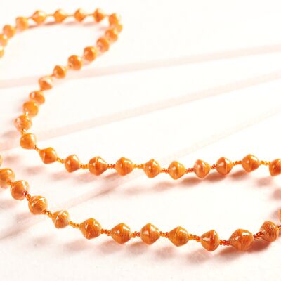 Chic, sautoir de perles de papier "Saint Tropez" - Orange