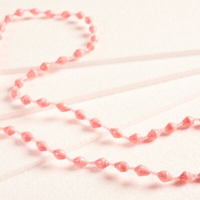 Chic, long necklace of paper beads "Saint Tropez" - pink