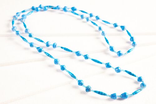 Lange Perlenkette aus Papierperlen "Pearls of Africa" - Blau