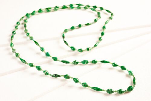 Lange Perlenkette aus Papierperlen "Pearls of Africa" - Grün