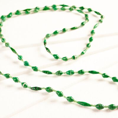 Sautoir de perles en perles de papier "Perles d'Afrique" - Vert