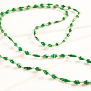 Sautoir de perles en perles de papier "Perles d'Afrique" - Vert