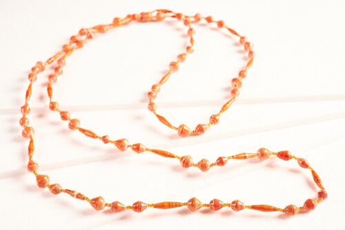 Lange Perlenkette aus Papierperlen "Pearls of Africa" - Orange