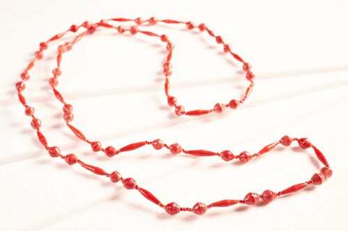 Lange Perlenkette aus Papierperlen "Pearls of Africa" - Rot