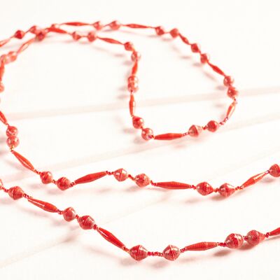 Collana lunga di perle di perle di carta "Perle d'Africa" - Rosso
