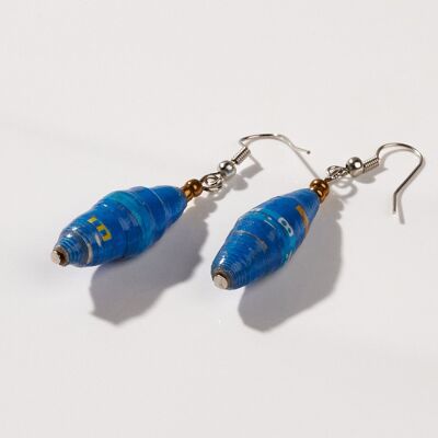 Paper Bead Earrings "Happy Lupita" - Blue