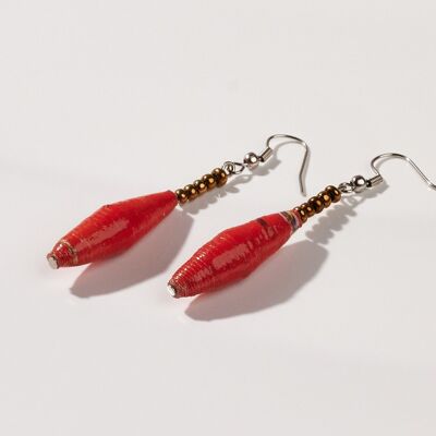 Paper Bead Earrings "Happy Lupita" - Red