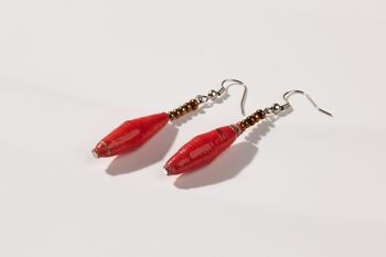 Boucles d'Oreilles Perles Papier "Happy Lupita" - Rouge 1