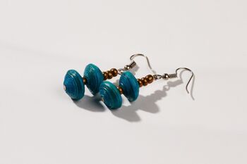 Boucles d'oreilles équitables avec deux perles en papier "Happy Africa" - Bleu 1