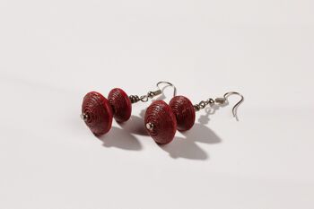 Boucles d'oreilles équitables avec deux perles en papier "Happy Africa" - Rouge 1