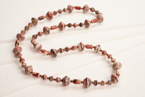 Lange Perlenkette mit großen und kleinen Papierperlen "Muzungo Long" - Braun