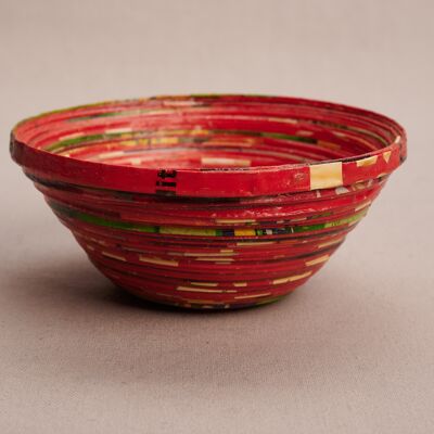 Medium-sized decorative bowl made from recycled paper "Kitgum" - Red