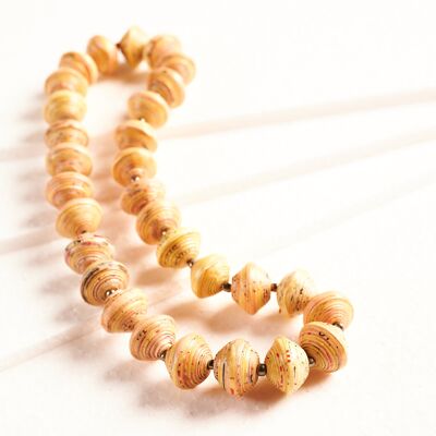 Short necklace with paper beads "Mara" - beige
