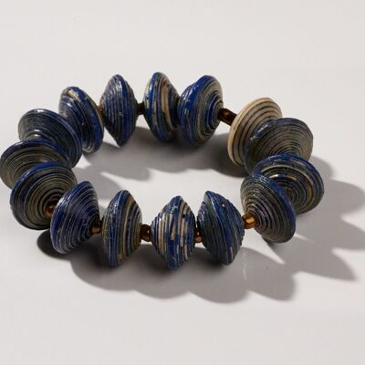 Bracelet with large paper beads "Mara" - Blue