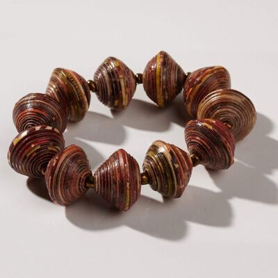 Bracelet with large paper beads "Mara" - brown