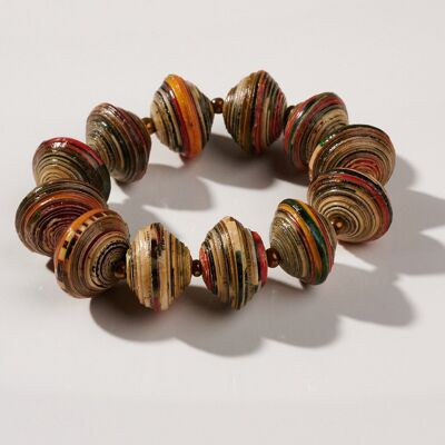 Bracelet with large paper beads "Mara" - Multicolored