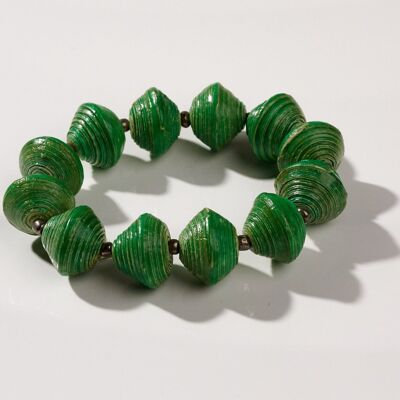 Bracelet with large paper beads "Mara" - Green