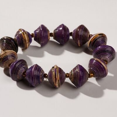 Bracelet with large paper beads "Mara" - purple