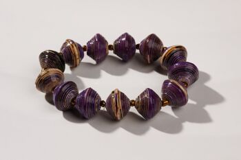Bracelet grosses perles en papier "Mara" - violet 1