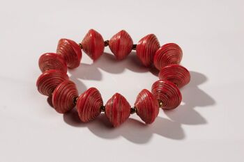 Bracelet grosses perles en papier "Mara" - Rouge 1