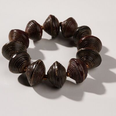 Bracelet with large paper beads "Mara" - Black