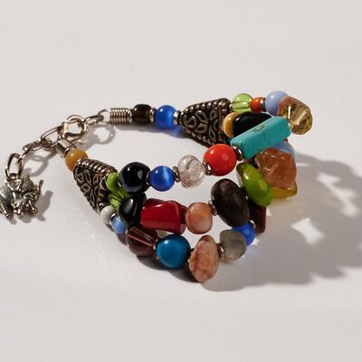 Bracelet en perles de verre "Maiduguri trois rangs"