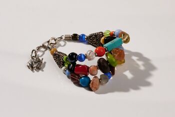 Bracelet en perles de verre "Maiduguri trois rangs" 1