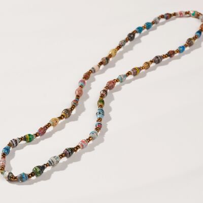 Collier court et délicat avec perles en papier "La Petite Malaika" - Multicolore