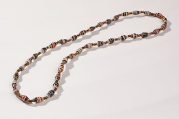 Collier fin et court durable avec perles en papier "La Petite Malaika" - multicolore foncé 1