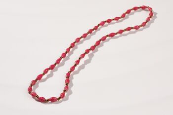 Collier court et délicat avec des perles en papier "La Petite Malaika" - Rouge 7