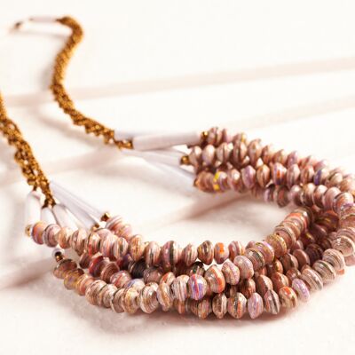 Stylish pearl necklace with paper pearls "Little Sister Act" - colorful