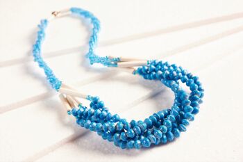 Collier de perles stylé avec perles en papier "Little Sister Act" - bleu 1