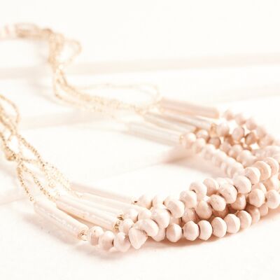 Stylish pearl necklace with paper pearls "Little Sister Act" - light shades